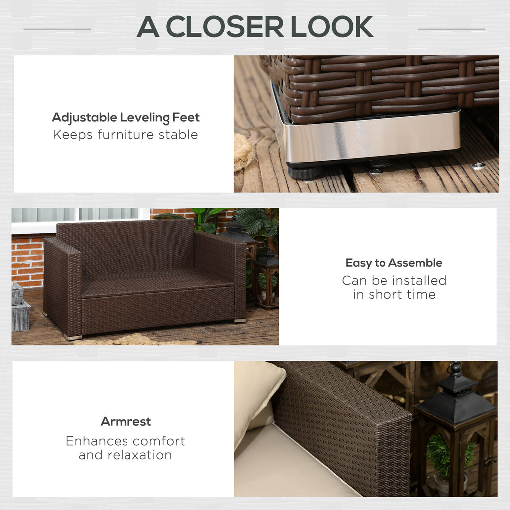 PE Rattan Sofa with  2 Throw Pillows