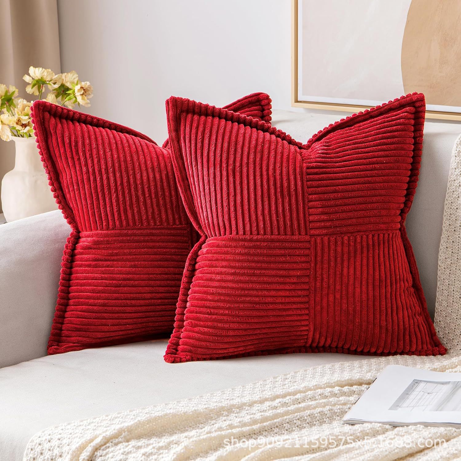Corduroy Decorative Textured Couch Cushion