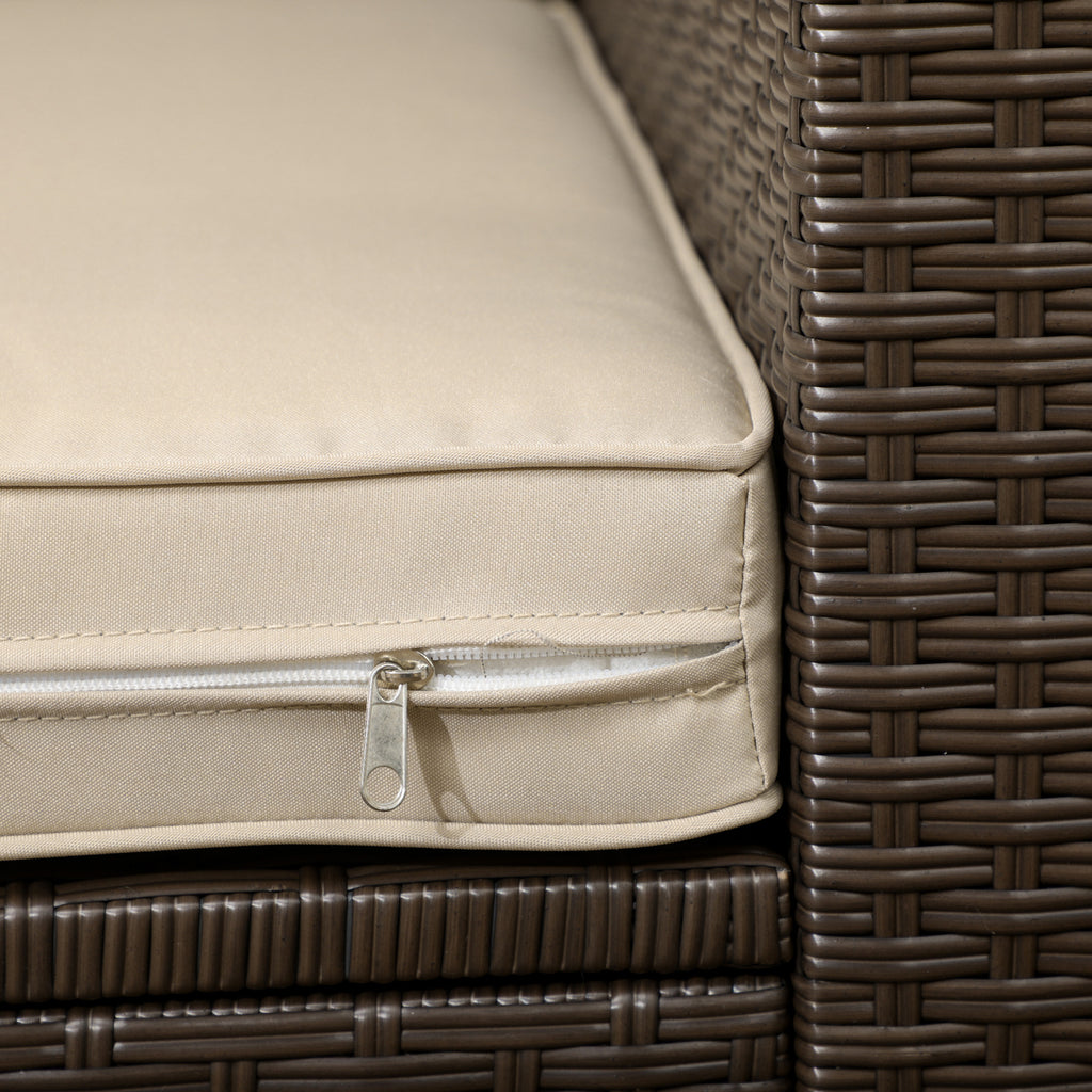 PE Rattan Sofa with  2 Throw Pillows