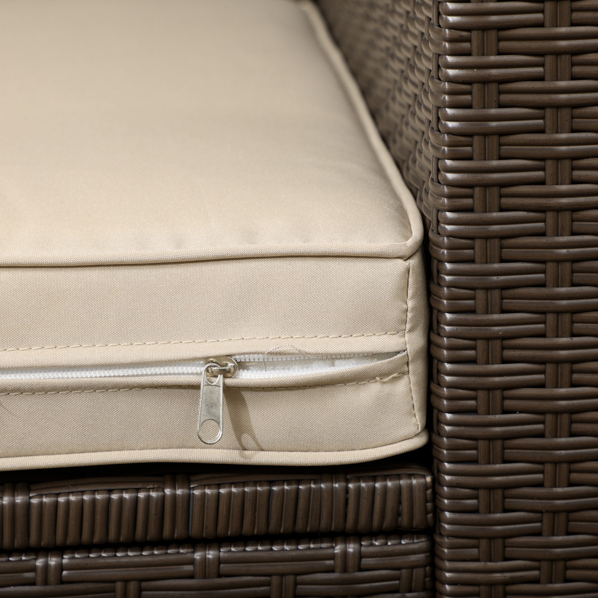 PE Rattan Sofa with  2 Throw Pillows