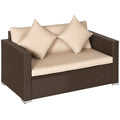 PE Rattan Sofa with  2 Throw Pillows