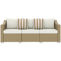 3 Seater Patio Couch with Throw Pillows on Cushions