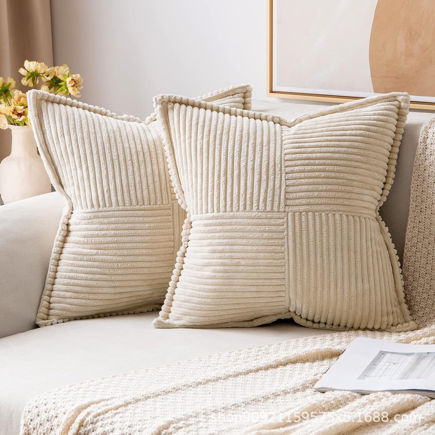 Corduroy Decorative Textured Couch Cushion