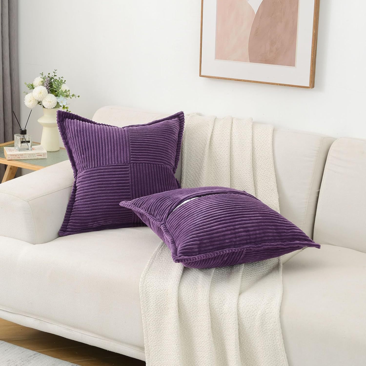 Corduroy Decorative Textured Couch Cushion