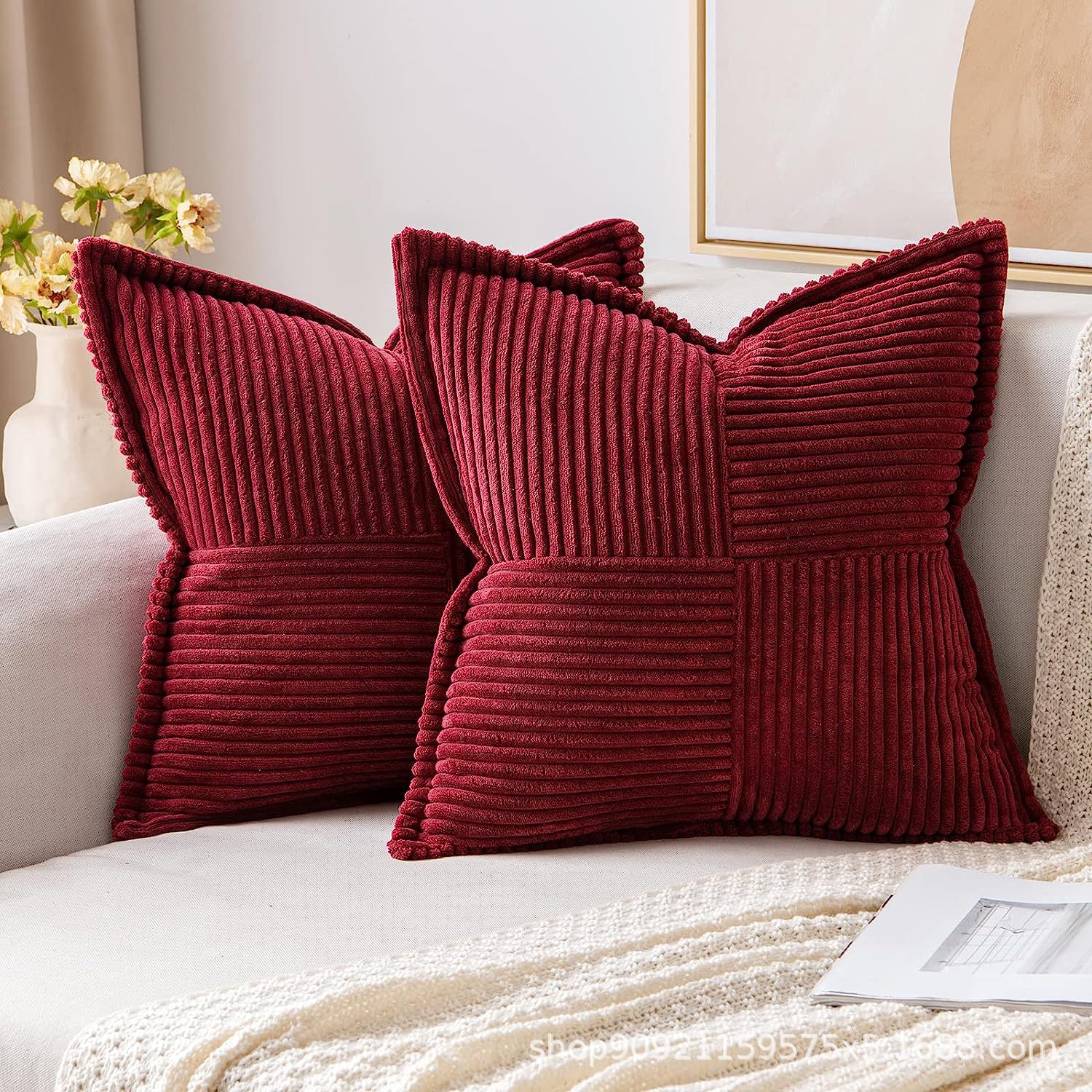 Corduroy Decorative Textured Couch Cushion