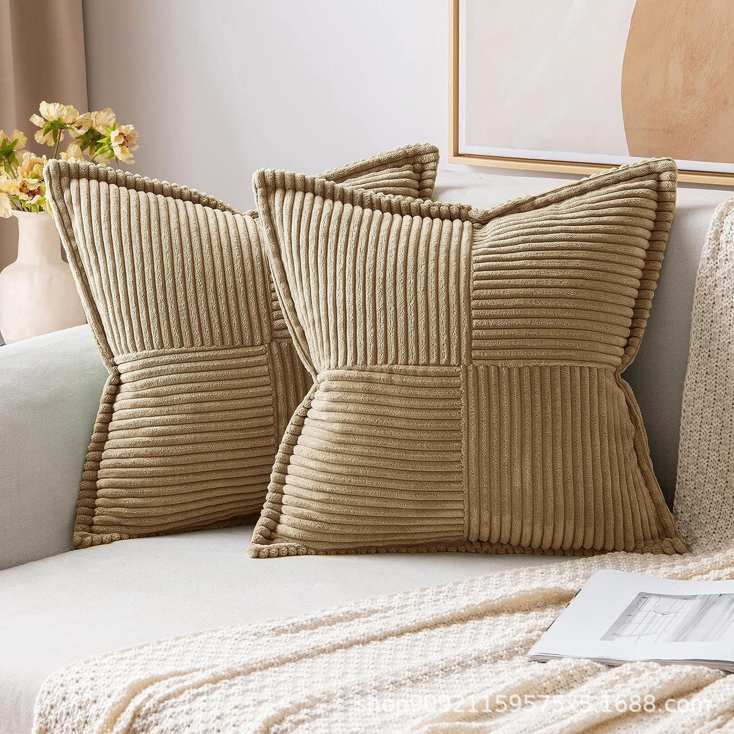 Corduroy Decorative Textured Couch Cushion
