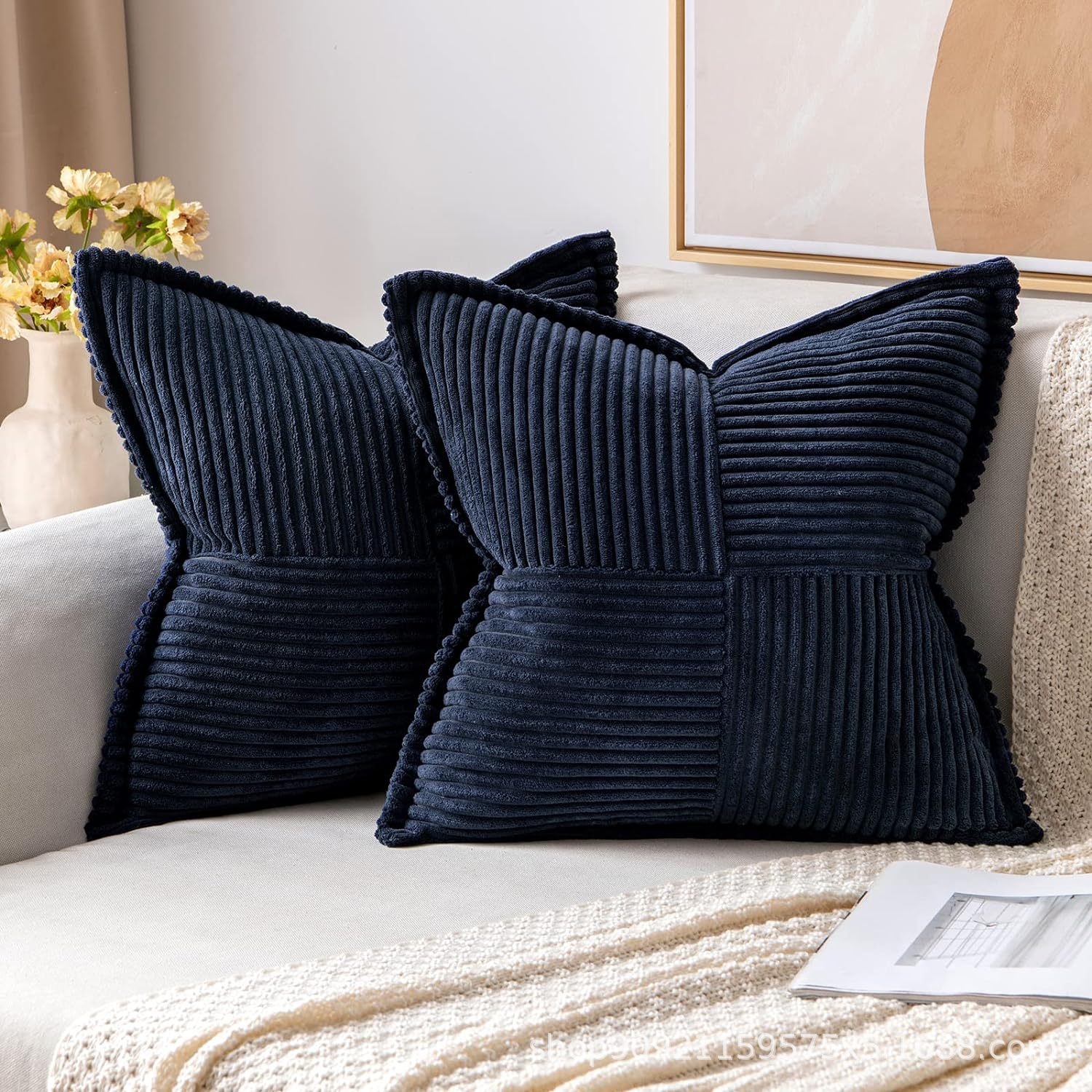 Corduroy Decorative Textured Couch Cushion